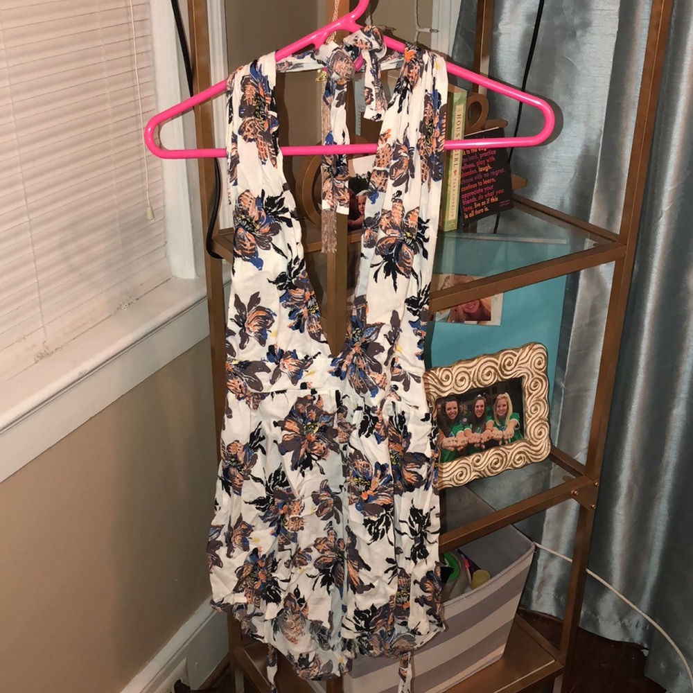 Cotton Candy LA Deep V Halter Romper